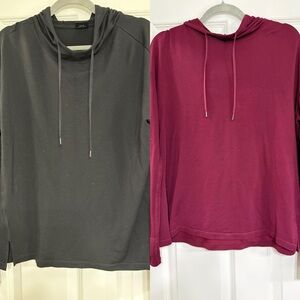 Lot of 2 Black and Burgundy Lightweight Hooded women large
